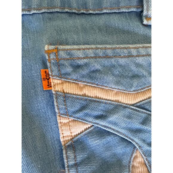 Vintage 1970s Levi’s SF 207 Wide Leg Jeans Corduroy Inlay Pockets Blue Denim - Picture 7 of 8